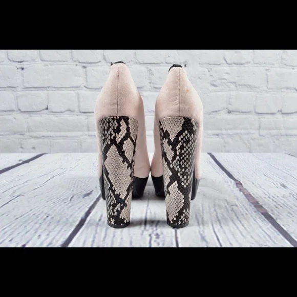 One Day Sale Kadence Suede Snake Skin Print Platform Pumps Size 8.5 - Picture 5 of 16